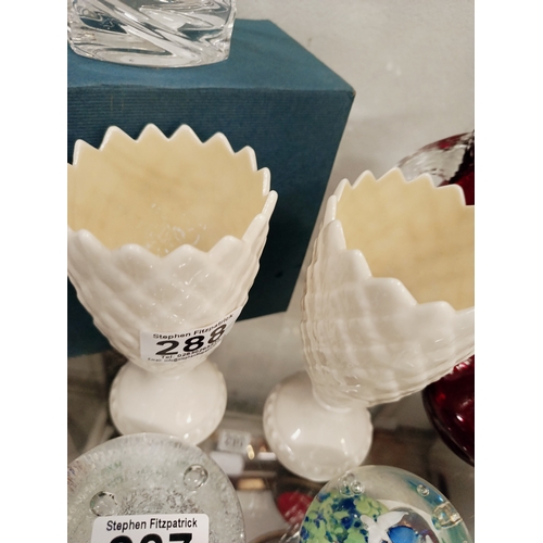 288 - Pair of Belleek Bud Vases