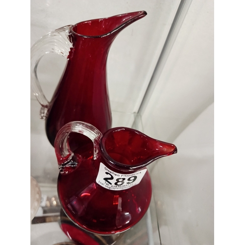 289 - 2 x Ruby Jugs