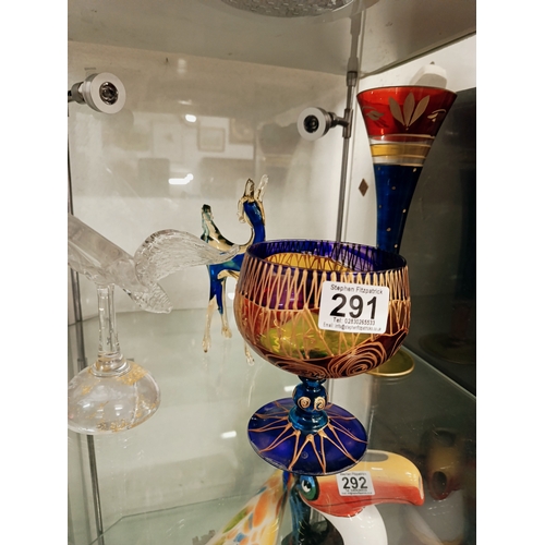 291 - Top Shelf - Lot of Glassware & Hand Painted Glass