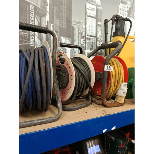 38 - Electric cable reels x 3 & 1 spare reel