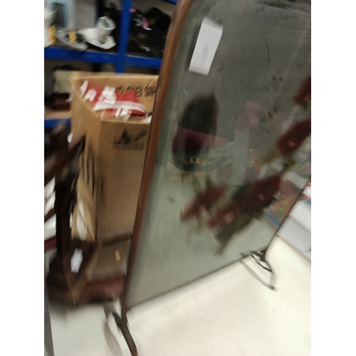 382 - Mirror & Crucifix & Box Lot of China & Fire Screen