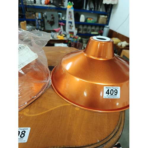 409 - 2 x Metallic Orange Lamp Shades