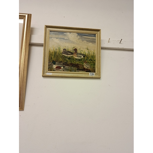 116 - Framed Ducks oil on Board by N, Kearns