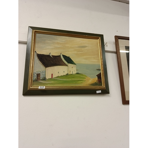 117 - Framed Harbour Cottage Oil on Board by J. Whitten