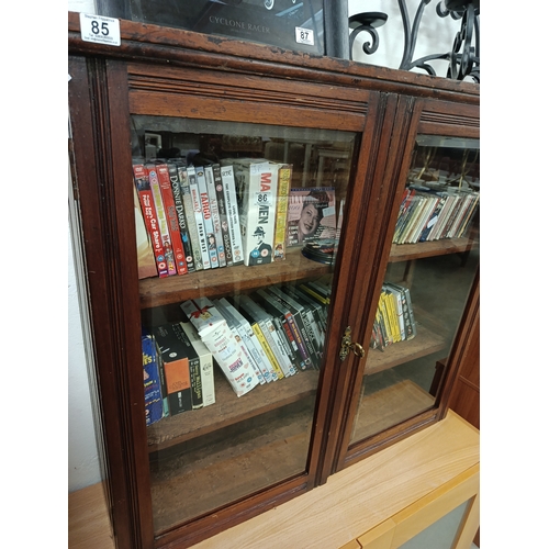 85 - Oak Glass Door Cabinet Top