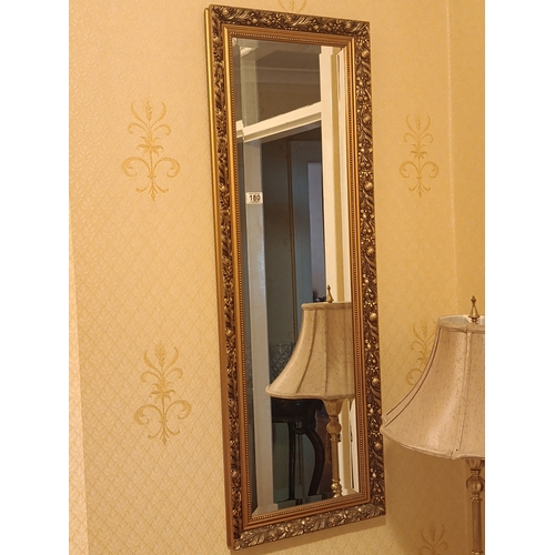 Rectangular gilt framed mirror with beveled edge