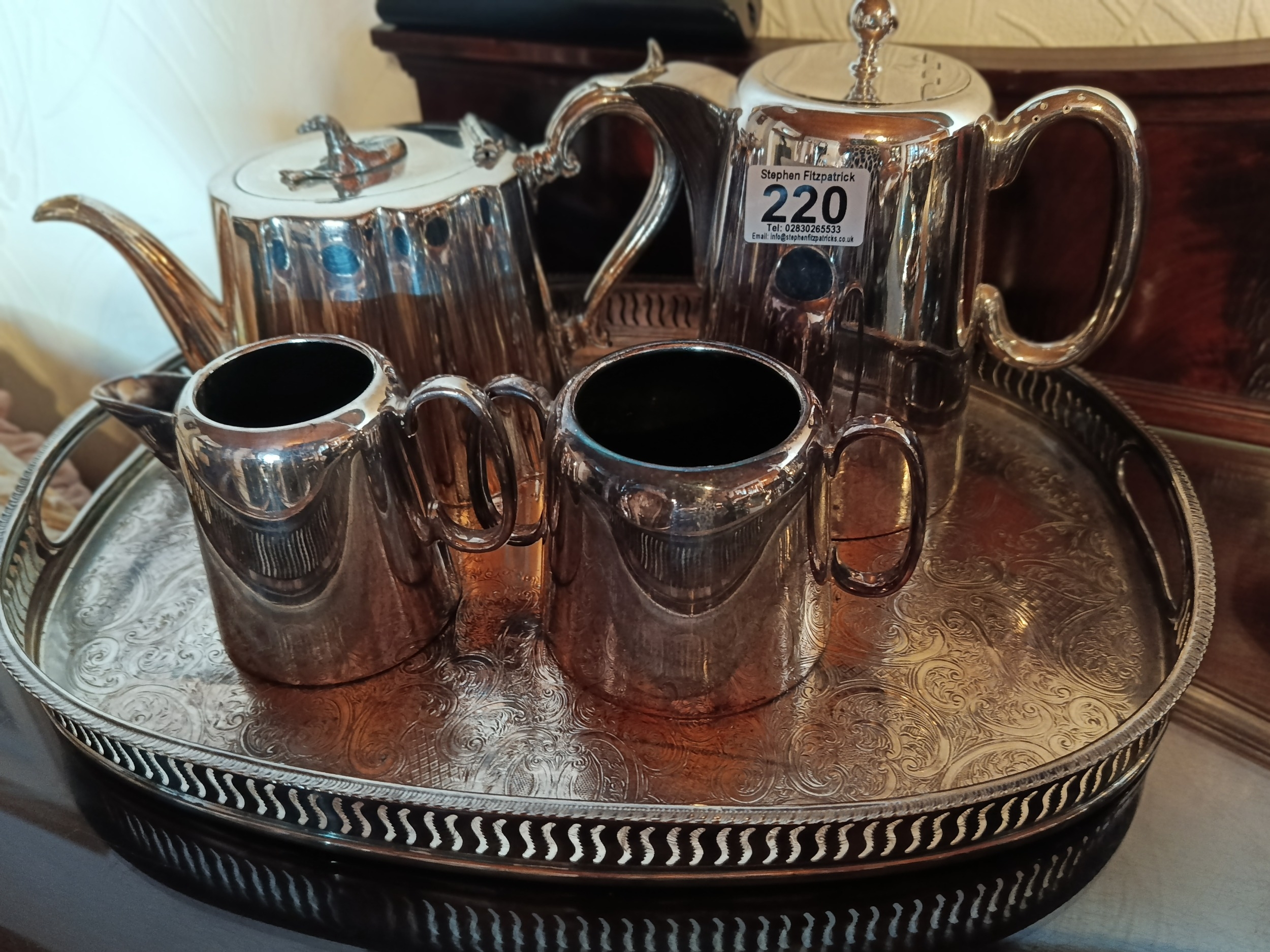 Silver plated tea service and tray