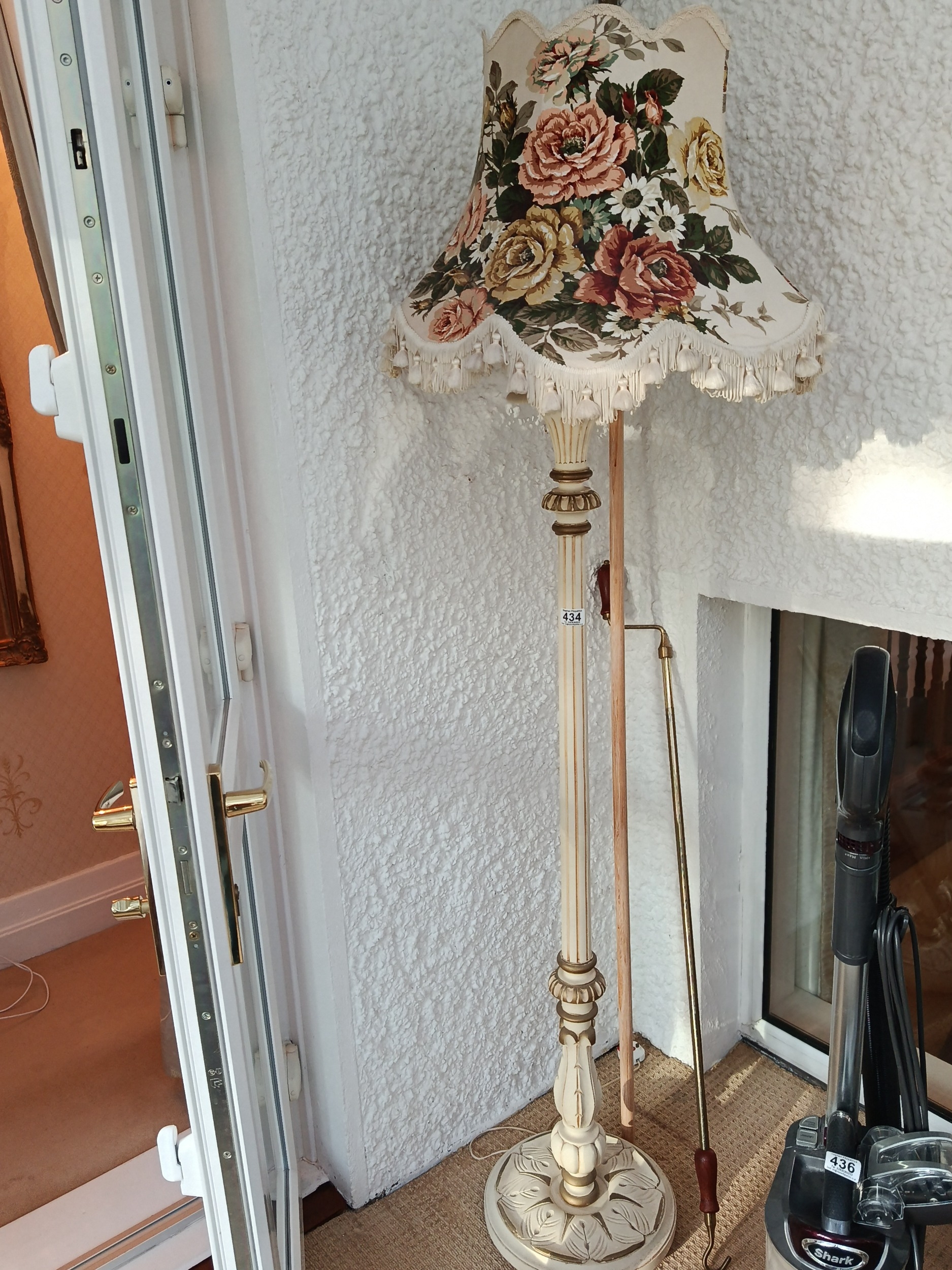 Standard lamp with floral shade