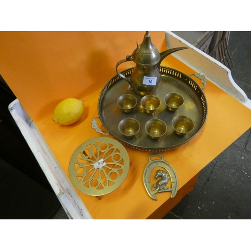 10 - BRASS TEA SET