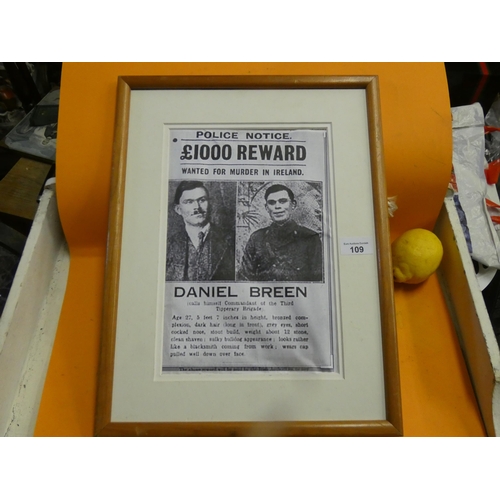 109 - DANIEL BREEN REWARD POLICE NOTICE