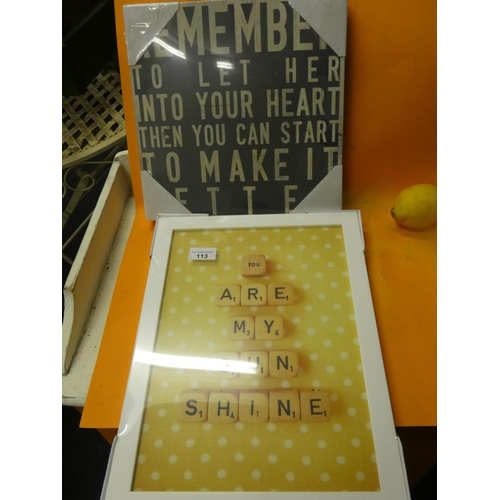 113 - YOU ARE MY SUNSHINE AND REMEMBER TO LET HER INTO YOUR HEART CANVAS