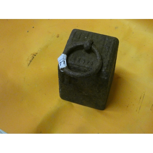 77 - OLD CAST IRON WEIGHT 1826