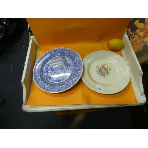 399 - 2 WALL PLATES - THE SPODE BLUEROOM COLLECTION WOODMAN AND 1 OTHER