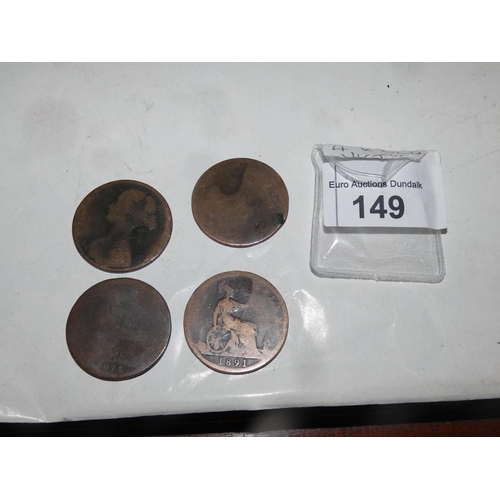 149 - 4 VICTORIAN PENNIES