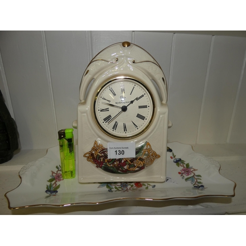 130 - AYNSLEY SANDWICH PLATE AND CRE CLOCK