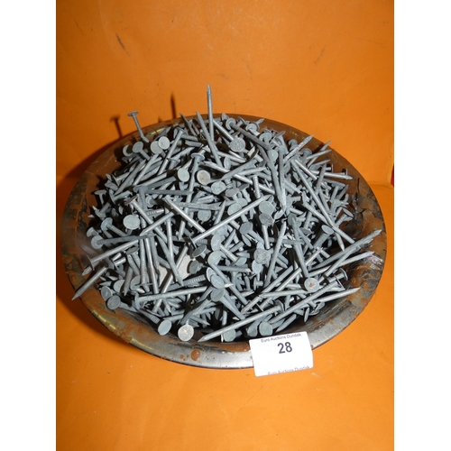 28 - BOWL OF GALVANISED NAILS