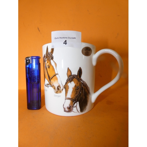 4 - THE LEONARDO COLLECTION  FINE CHINA RACE HORSE MUGS WITH ALL FAMOUS HORSE NAMES AND PICS