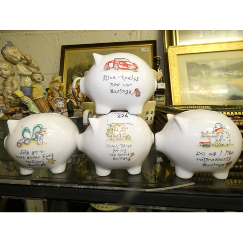 224 - 4 CERAMIC SAVING PIGS