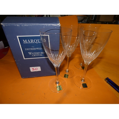30 - 4 WINE GLASSES BY MARQUIS FOR WATERFORD