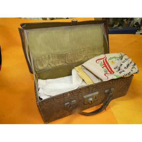 41 - OLD  CASE OF LINENS