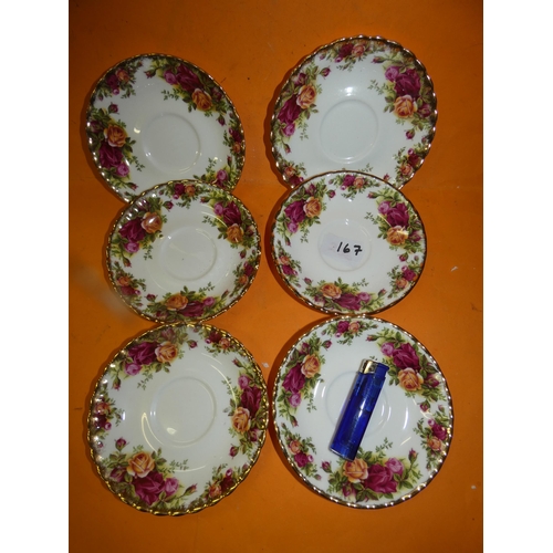 167 - 6 ROYAL ALBERT COUNTRY ROSE SAUCERS