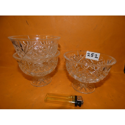 252 - 3 CUT GLASS SUNDAE GLASSES