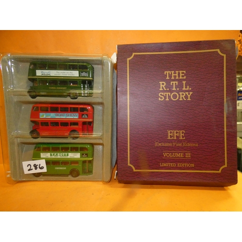 286 - THE R.T.L STORY - 3 LIMITED EXCLUSIVE FIRST EDITION MODEL BUSES