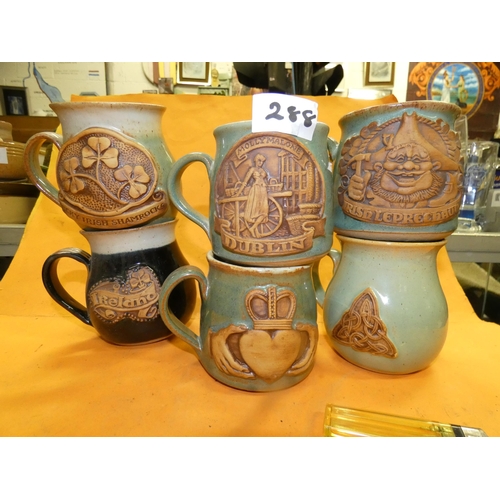 288 - 6 ASSORTED CELTIC POTTERY MUGS