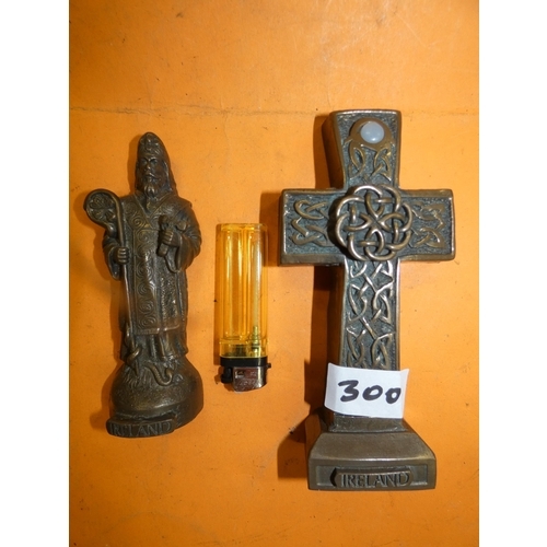 300 - HANDMADE CELTIC CROSS AND ST.PATRICK