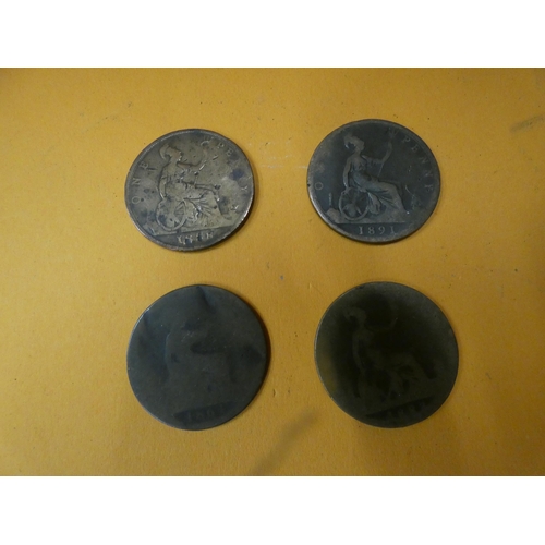 172 - 4 VICTORIAN PENNIES 1882,1861,1891,1858