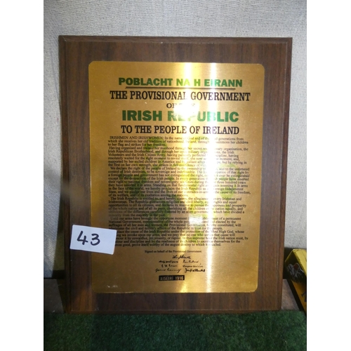 BRASS EDITION OF POBLACHT na hEIREANN