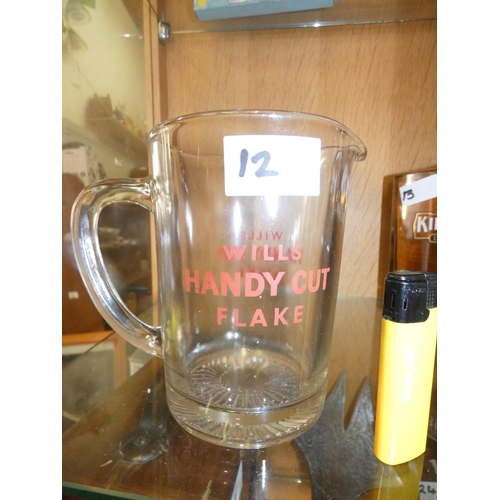 12 - WILLS HANDY CUT FLAKE GLASS JUG