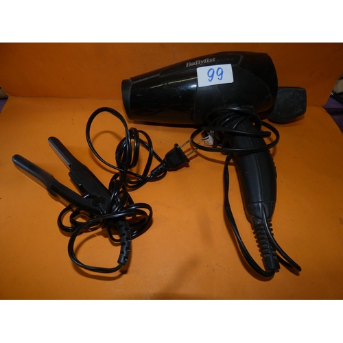 99 - BABYLISS POWER DRY AND MINI HAIR STRAIGHTENER