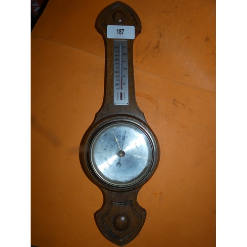 187 - WOODEN WALL BAROMETER