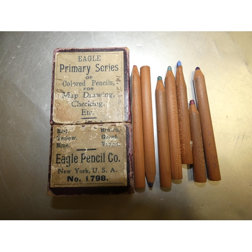 23 - OLD EAGLE PRIMARY SERIES OF COLOURED PENCILS,NO 1798 , NEW YORK IN ORIGINAL BOX