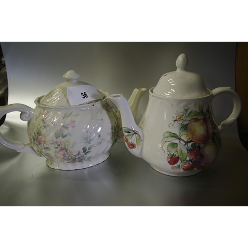 36 - ARTHUR WOOD+SON STAFFORDSHIRE TEAPOT AND 1 OTHER TEAPOT