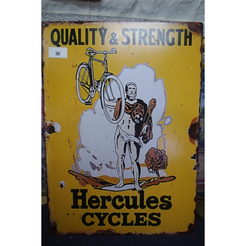 385 - HERCULES CYCLES ENAMELIZED SIGN H70 X 50CM