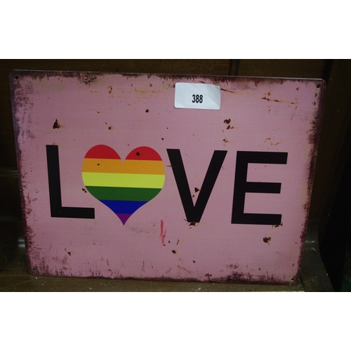 388 - LOVE STEEL SIGN H30X40CM