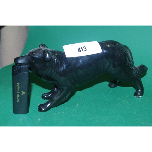 413 - BLACK CERAMIC DOG