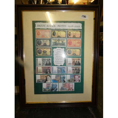 130 - IRISH BANK NOTES 1928-2001 PRINT (H57*40CM)