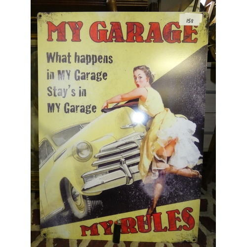 158 - MY GARAGE ENAMELIZED STEEL SIGN (H70*50CM)