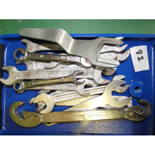 82 - CAST TRAY OF SPANNERS