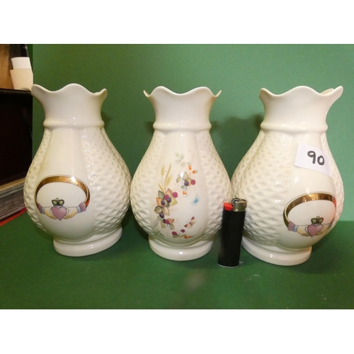 90 - 3 DONEGAL  PARIAN CHINA VASES