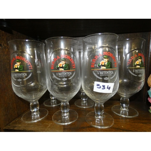 334 - 6 BIRRA MORETTI GLASSES