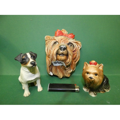 336 - PAIR OF YORKSHIRE TERRIER - ONE STAMPED 1983 AND JACK RASSEL TERRIER BY LEONARDO COLLECTION