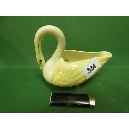 338 - BELLEEK BROWN STAMP SWAN