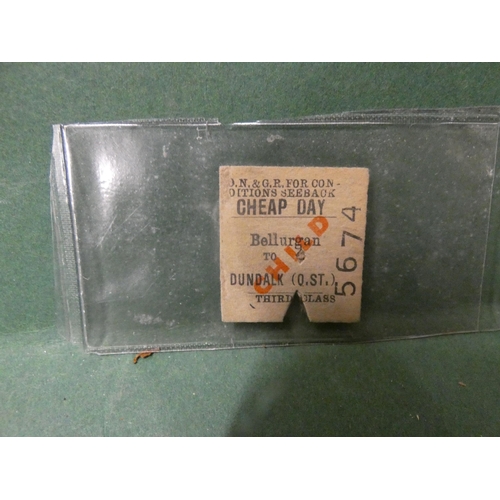 341 - OLD RAILWAY TICKET- BELLURGAN TO DUNDALK-30 APRIL 1949