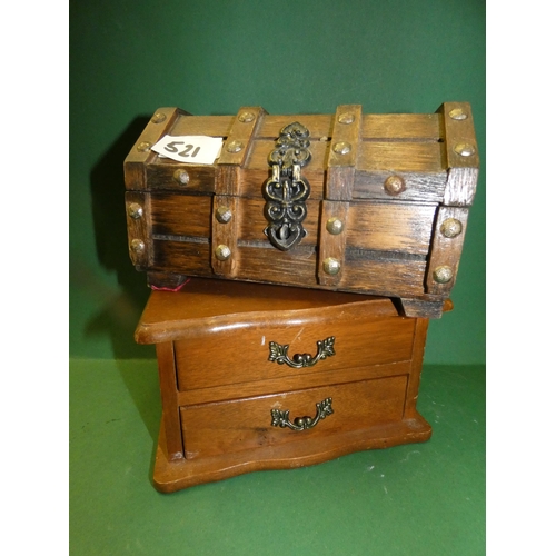 521 - 2 VINTAGE WOODEN JEWELLERY BOXES