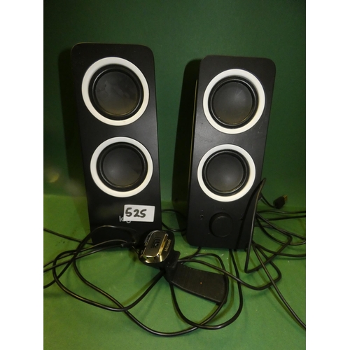 525 - PAIR OF BLACK SPEAKERS