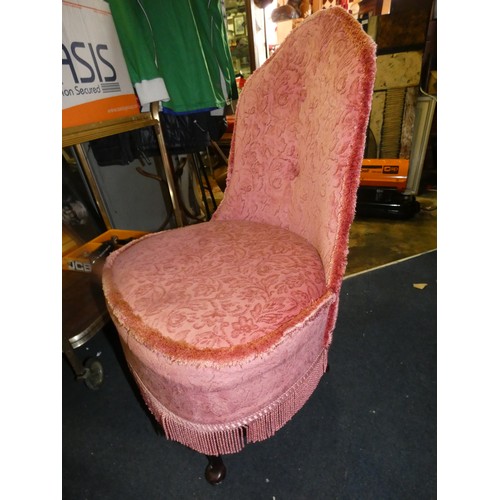 382 - VINTAGE PINK BEDROOM CHAIR